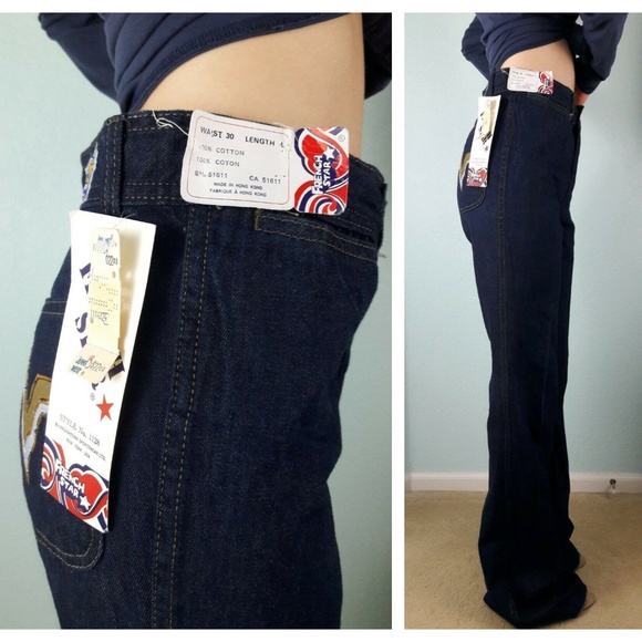 Vintage 70s French Star Jeans NOS Sz. 28 x 36 - Picture 2 of 6